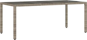 vidaXL szürke polyrattan üveglapos kerti asztal 190 x 90 x 75 cm