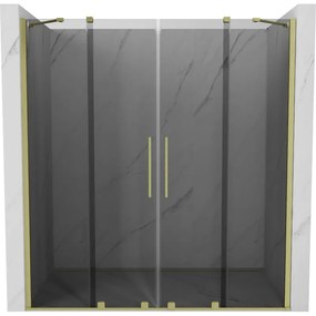Mexen Velar Duo, tolózuhanyajtó 180 cm-es nyitáshoz, 8 mm-es szürke üveg, arany matt, 871-180-000-42-55