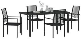 5 darabos kerti étkező szett Fekete PVC Rattan