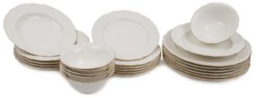 24 részes porcelán étkészlet, fehér/arany