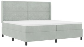 Boxspring Ágy Mattal Világosszürke 200x200 cm Bársony