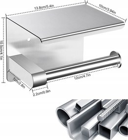 Wc-papír Tartó Állvány Akasztó Polccal Ezüst Wc Fürdőszoba