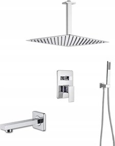 Falsík Alatti Zuhanyszett Kifolyócső Rövid Króm Esőztető 30 cm