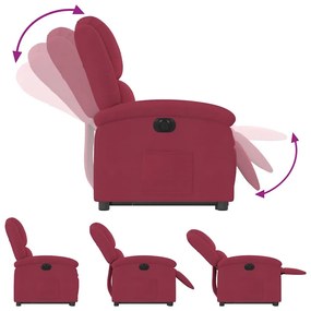 elektromos felállást segítő bordó bársony dönthető fotel