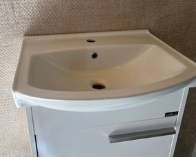 Fürdőszobai alsó szekrény mosdóval és tükörrel FEHÉR 55