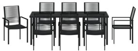 9 darabos kerti étkező szett fekete PVC rattan