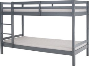 Emeletes ágy, 90x200, tömör fa, szürke, INEZA