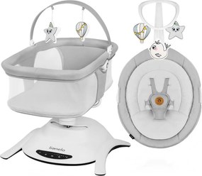 Lionelo - BELLA 2 az 1-ben zenélő babahinta Grey Concrete + távirányító