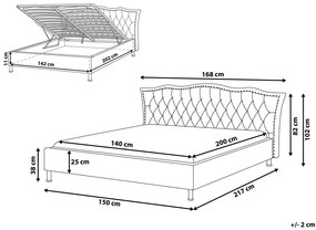Sötétszürke bársony ágyneműtartós franciaágy 140 x 200 cm METZ Beliani