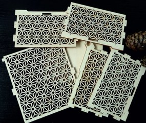 Vintage doboz fából - Könnyű, méret: 12,6x12,6x8,2 cm, félkész - leszállított leszerelés