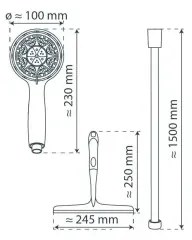 Schütte 64197 - Fényes króm zuhanyszett + üveglehúzó