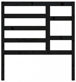 fekete tömör fenyőfa ágyfejtámla 81 x 4 x 104 cm