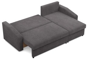 Zeus sarokkanapé, 2 ágyneműtartóval, döntött kartámasz, kordbársony, univerzális oldal, bonell töltet, szürke