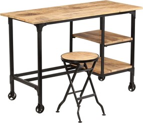 vidaXL tömör mangófa íróasztal összecsukható ülőkével 115 x 50 x 76 cm