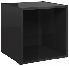 4 db magasfényű fekete szerelt fa TV-szekrény 37 x 35 x 37 cm