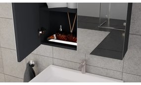 Fürdőszobaszekrény mosdóval KATE + tükörszekrény + fali szekrény antracit