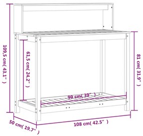 tömör duglászfenyő ültetőasztal polcokkal 108 x 50 x 109,5 cm