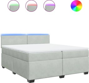 vidaXL világosszürke bársony rugós ágy matraccal 200x200 cm