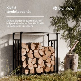 Blumfeldt Valdivian fatároló, 1,5 rakodóméter, stabil, acél, esővédő fedél, hordtáska