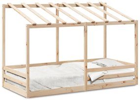 fehér tömör fenyőfa gyerekágy tetővel 80 x 200 cm