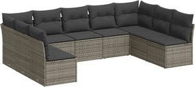 vidaXL 9 részes szürke polyrattan kerti ülőgarnitúra párnákkal