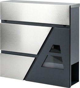 HOMCOM fali postaláda, időjárásálló, lágyan záródó fedél, újságtartó és 2 kulcs, 37 x 10 x 37 cm, sötétszürke | Aosom