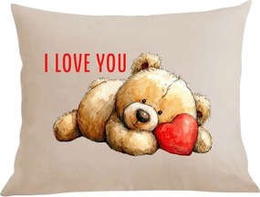 Párna párnahuzat Valentin napi ajándék Aranyos mackó I love You felirattal