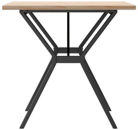 Tömör fenyőfa és acél étkezőasztal Y-vázzal 80x80x75,5 cm