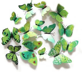 Vidám Fal |  Színes 3D pillangók Zöld