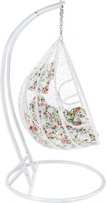 Függő dupla fotel, fehér/minta virág, DALVEA 2 NEW