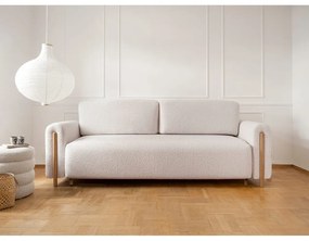 Bézs-krémszínű buklé kinyitható-tárolóhelyes kanapé 244 cm Arcadova – ELTAP