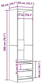 vidaXL antik fa színű szerelt fa ruhásszekrény 50 x 50 x 200 cm