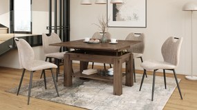 Mazzoni BRAWO Elegáns Dió - NYITHATÓ/MAGASÍTHATÓ DOHÁNYZÓASZTAL POLCCAL ÉTKEZŐASZTALKÉNT IS HASZNÁLHATÓ