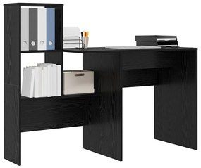 Asztal polcokkal Musta tammi 131.5 x 50 x 106.5 cm Faanyag
