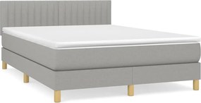 vidaXL világosszürke szövet rugós ágy matraccal 140 x 190 cm