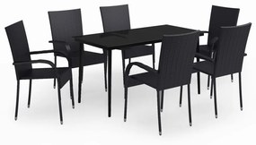 vidaXL 7 részes fekete kerti étkezőgarnitúra