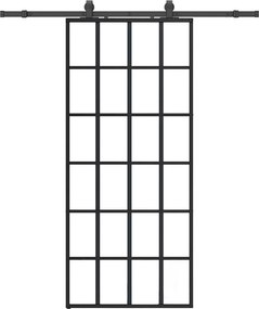 vidaXL fekete ESG üveg tolóajtó fémszerelvény-szettel 90x205 cm
