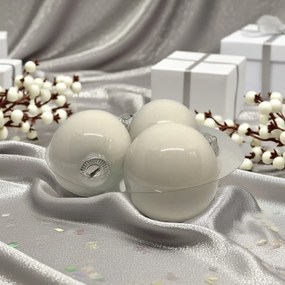 White fényes fehér üveg karácsonyi gömb szett 12*6cm