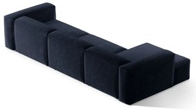 Sötétkék kordbársony sarokkanapé (bal oldali-heverő résszel) Bergano – Cosmopolitan Design