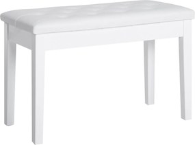 HOMCOM Zongorabútor Rejtett Tárolóval, Zongoraszék Műbőr Párnával, Zongora Pad, Tömör Fa Zongorakeverő Pad, 76 x 36 x 50 cm, Fehér | Aosom