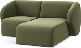 Zöld bársony sarokkanapé (jobb oldali-heverő résszel) Lani – Makamii