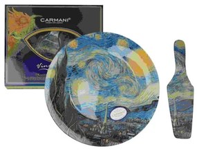 Üvegtányér lapáttal,30cm,Van Gogh:Csillagos éj