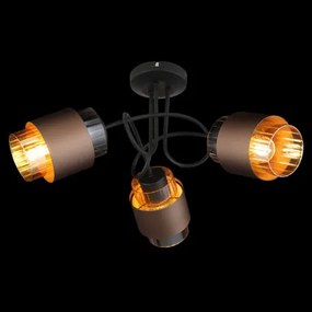 Globo 15560-3DC Mennyezeti lámpa, fém matt fekete, fém matt bronz színű, borostyánszínű üveg, ø: 430mm, M: 260mm, 3x E27 40W 230V izzók nélkül
