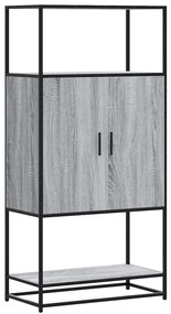 Highboard szürke sonoma 68x35x139 cm gépelt fa és fém