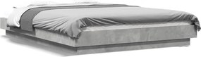 vidaXL betonszürke szerelt fa ágykeret LED-del 120 x 190 cm