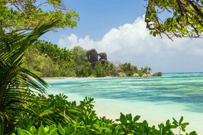 Öntapadó fotótapéta  gyönyörű strand a szigetenLa Digue