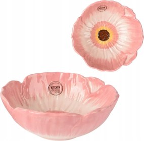 Kerámia tál pipacsvirág motívummal rózsaszín 16cm