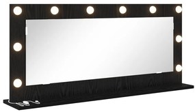 Tükör LED világítással Fekete tölgy 100x45x18 cm