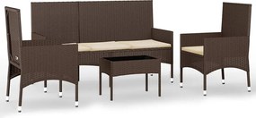 vidaXL 4 részes barna polyrattan kerti ülőgarnitúra párnákkal