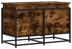 füstös tölgy színű szerelt fa tárolóláda fedéllel 80x40x51,5 cm